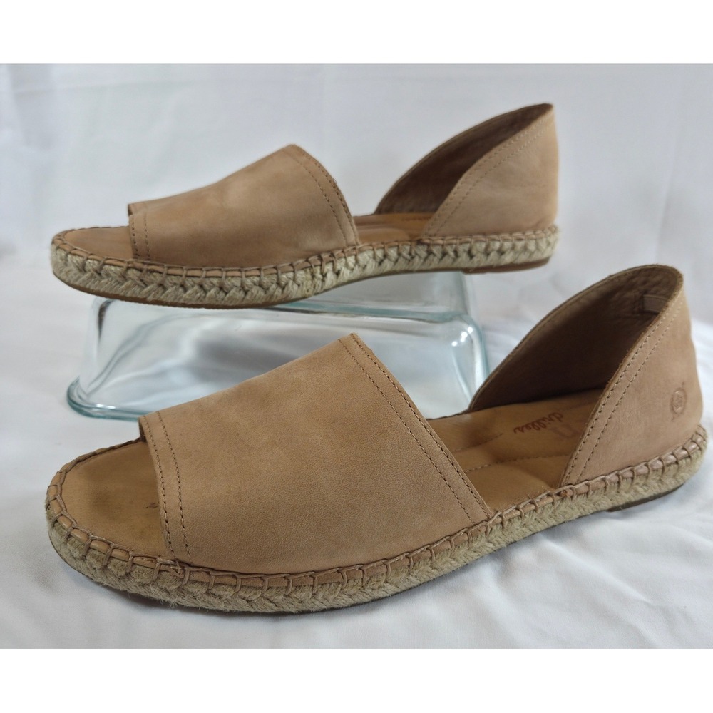 Born Womens Espadrille Sandals 10 Tan Leather D'Orsay Open Toe Flats BR0005616